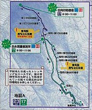 稲荷川流域を巡るウォーキングコースが設置され、文化財砂防施設も図示されている。